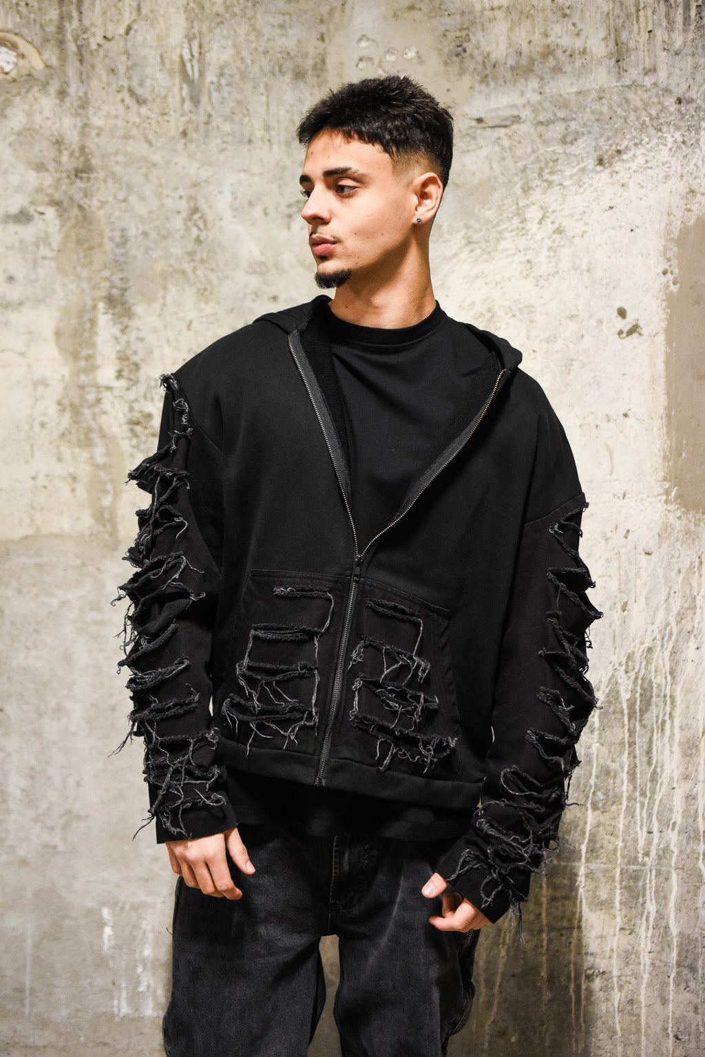 Hanorac Negru LFMN Distressed