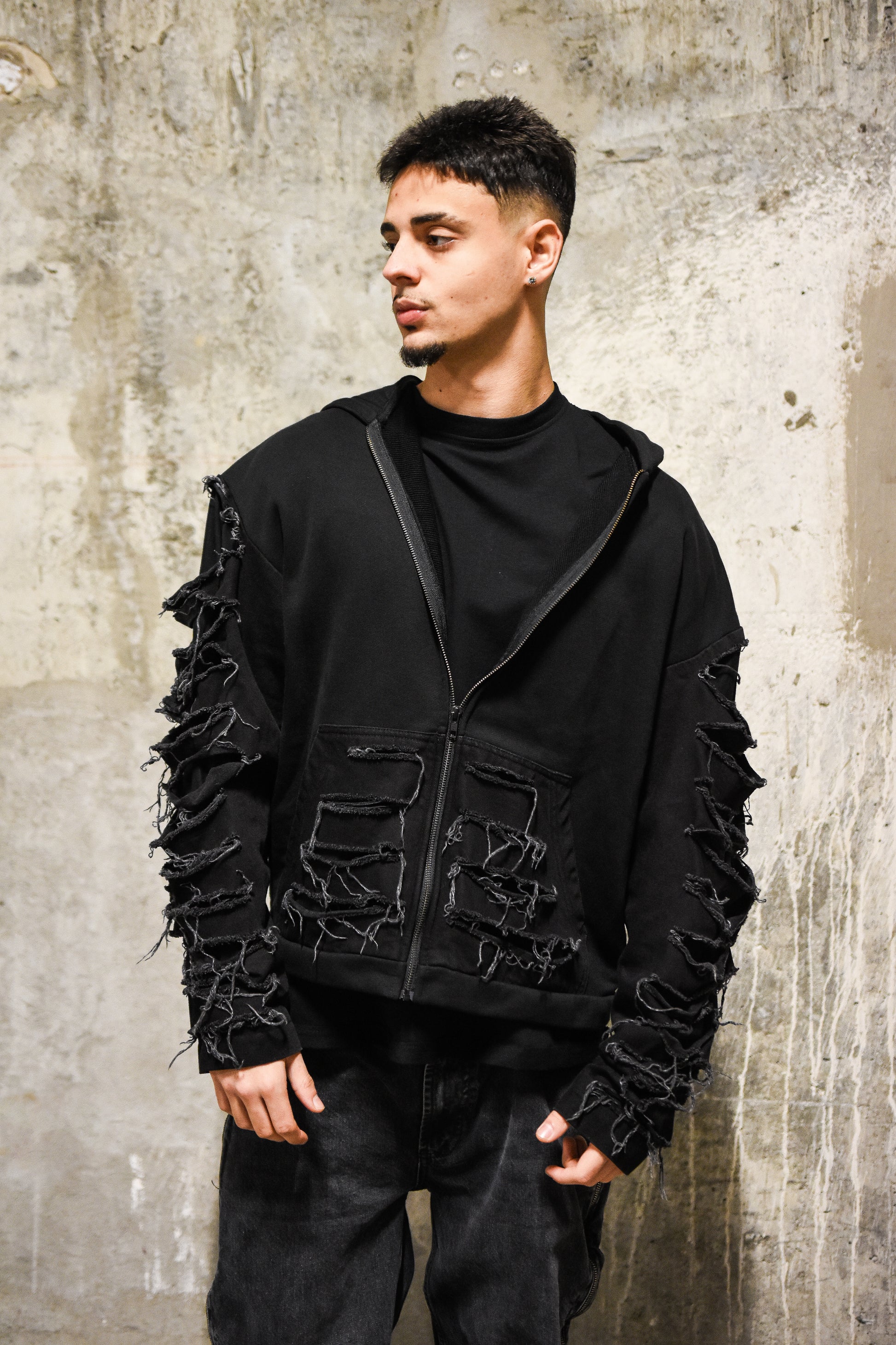 Hanorac Negru LFMN Distressed